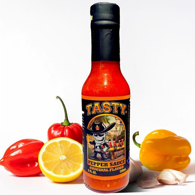 TASTY PEPPER SAUCE 맛있는 페퍼 소스 1 스카치 보닛 핫소스 30K SHU 레몬 마늘 향신료, 1개