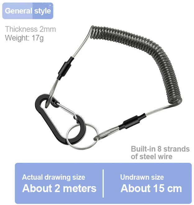 내구성 분실 방지 끈 1/1.2/1.5/2.0m 텔레스코픽 탄성 로프 안전 스프링 열쇠 고리 체인 액세서리, 1개, 01 Standard 2m