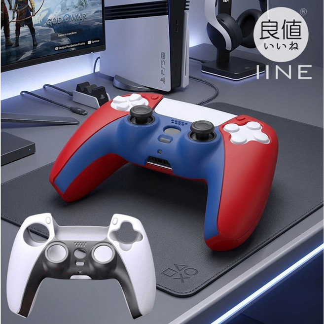 PS5 듀얼센스 실리콘 고급형 이이네, 화이트, 1개, n0604