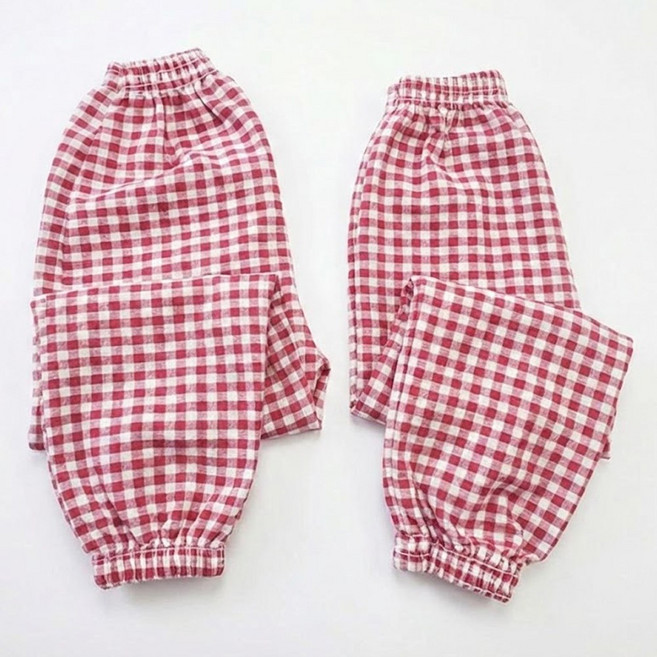 튼튼한 100% 면 캔버스 재질의 체크 패턴 팔토시 2세트, 레드