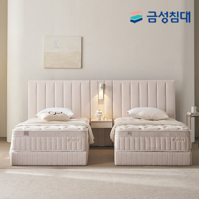 [금성침대] 루미에르 호텔형 침대 프레임+매트리스+패널1 트윈TW, 오트밀베이지