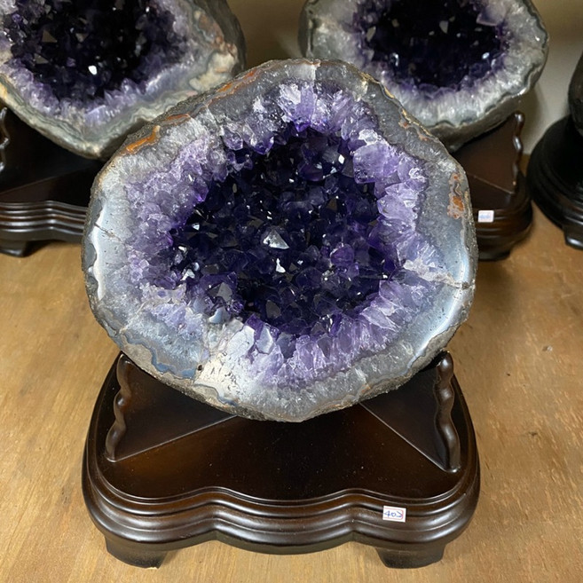 Sweet Heart 田芯開運精選 烏拉圭5A紫晶洞 圓洞聚寶盆 財寶袋, 1個