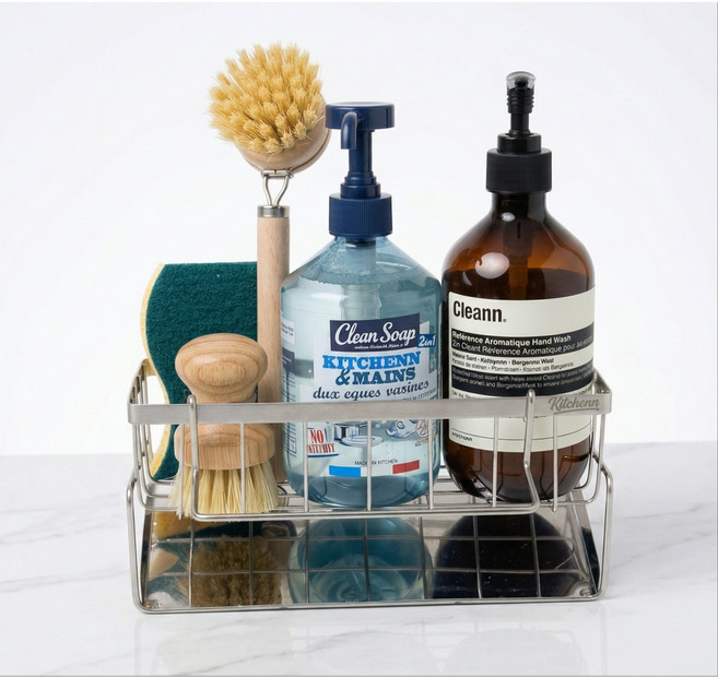 키친앤 올스텐 자동 물빠짐 수세미 거치대, 1개, 실버