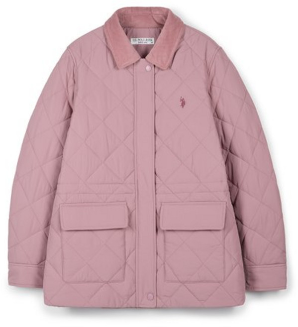 [U.S. POLO ASSN.] 여성 퀼팅패딩 점퍼_딥핑크