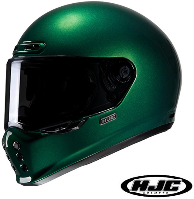 HJC V10 SOLID 솔리드 클래식 풀페이스 헬멧, XL, DEEP GREEN/401997