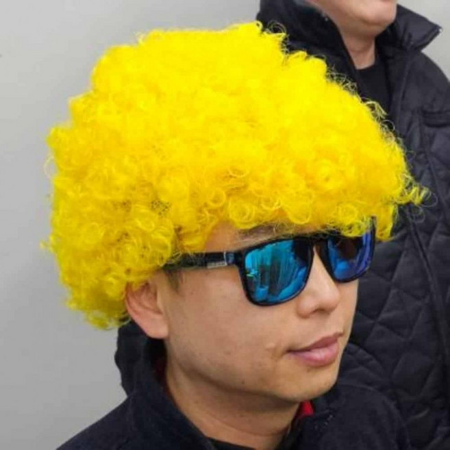 패션가발 금발가발 사진소품 노래방가발 가발 뽀글머리 옐로우, 1개, 상세페이지 참조