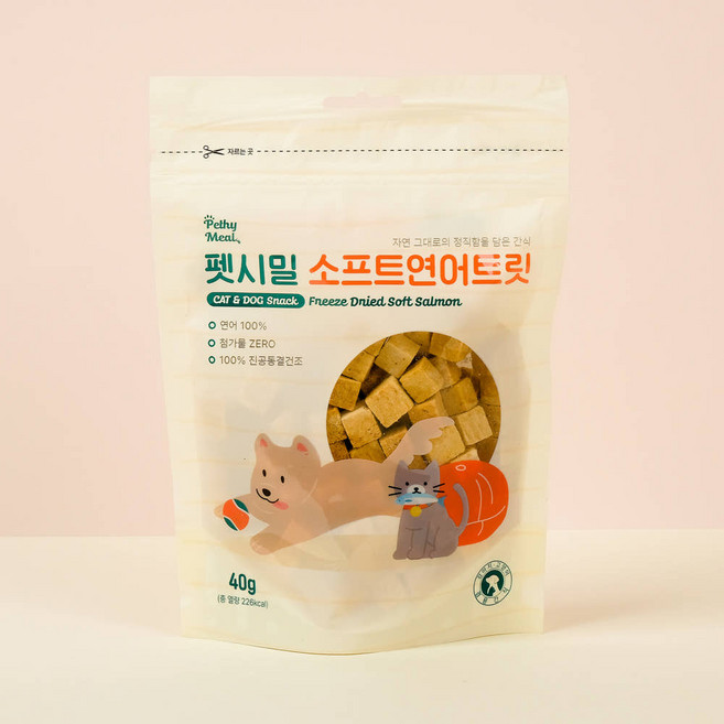Pethy Meal 軟鮭魚凍乾 犬貓零食, 1個, 40g