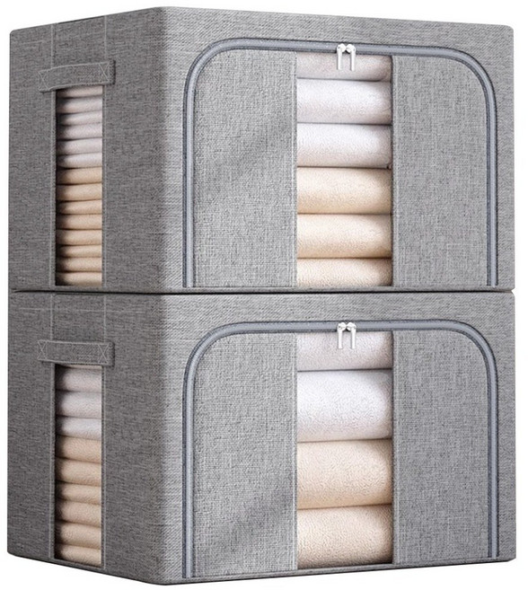 YOUME 대용량 베이직 모던 프리미엄 와이어 리빙박스 2 개, 그레이, 2개