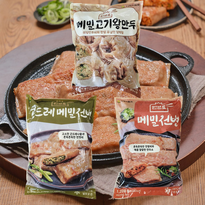 나래 깐브로 메밀전병(1.2kg)+곤드레메밀전병(1.2kg)+메밀왕만두(1.4kg)[런칭세일], 1세트, 1.2kg