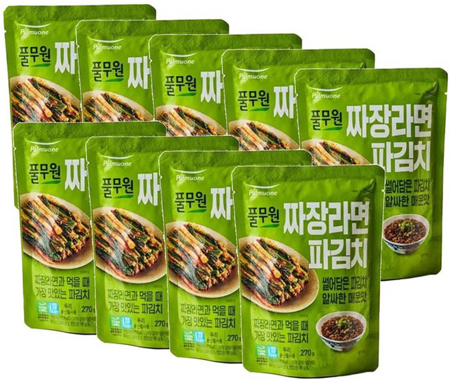 풀무원 짜장라면 파김치 썰어담은 알싸한 매운맛, 9개, 270g