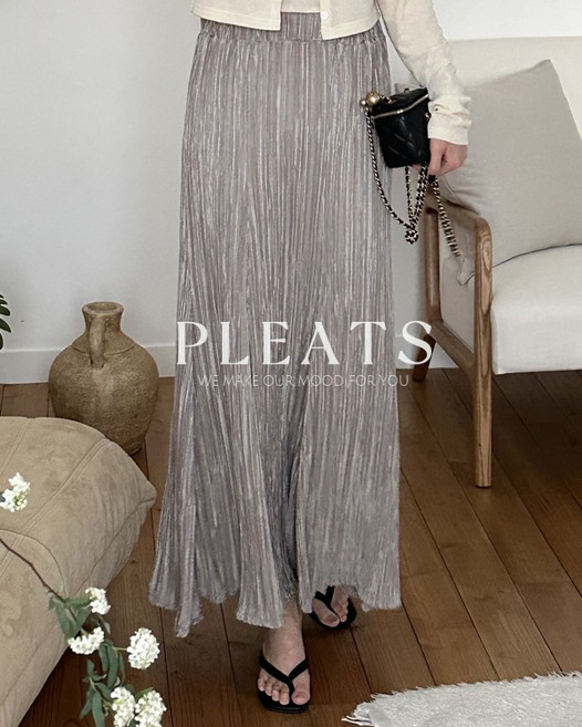 루어스룸 핏달라 가을 간절기 허리 밴딩 머메이드 플리츠 롱 스커트 치마(6color)