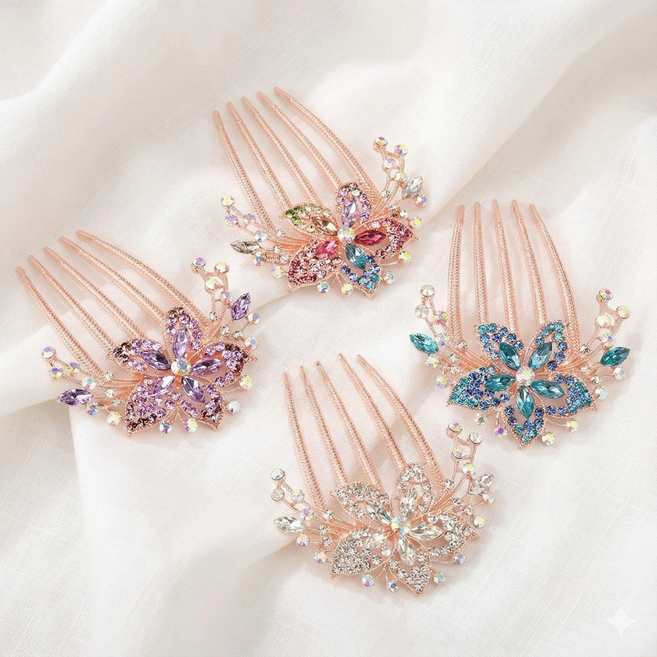 벨웨스트 크리스탈 플라워 4개입 머리핀 빗핀