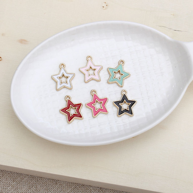 메탈 라인스타 팬던트 참장식, 진핑크, 1개