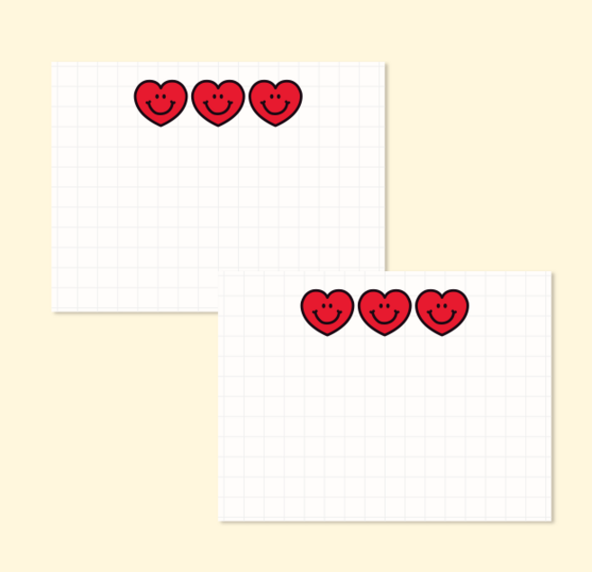[무해해] 해피 점착 메모 스티커, 사각_레드하트, 80개