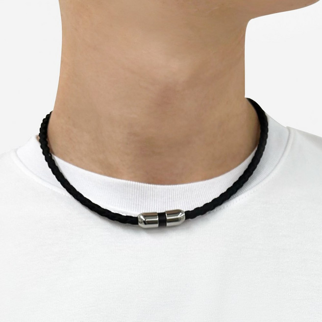 아나파 남성용 미세전류 활력 실리콘 건강목걸이 블랙, 1개