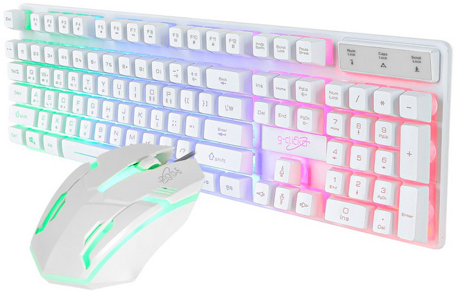 지클릭커 슈퍼히어로 GMK-180 PLUS 키보드 마우스 세트 게이밍 사무용 파스텔톤, 화이트, GMK-180 화이트, 일반형