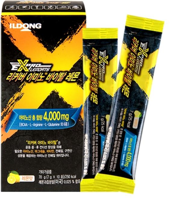 일동생활건강 리커버 아미노 바이탈 BCAA 단백질 보충 전해질 워터 레몬 7g x 10p, 3개