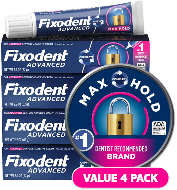 Fixodent 픽소덴트 울트라 의치 접합제 62g, 4개
