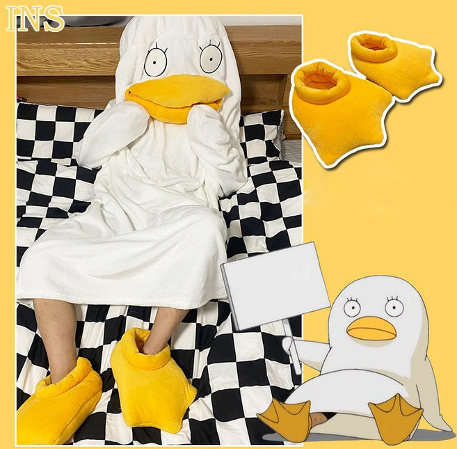 MOSAIRATION여성 동물 잠옷 겨울 긴 잠옷 오리 화이트