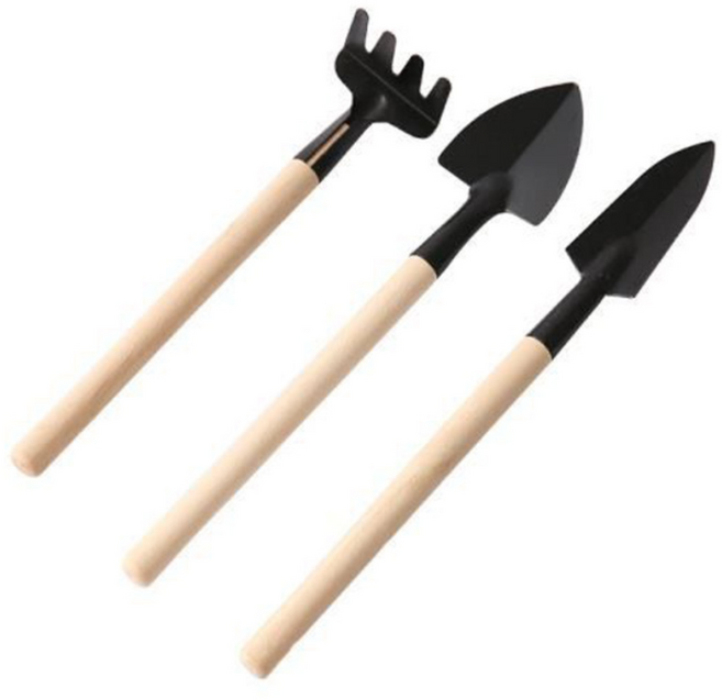 미니 원예도구 3종세트 모종삽 갈퀴 홈가드닝 화분 분갈이 원예삽, 3세트