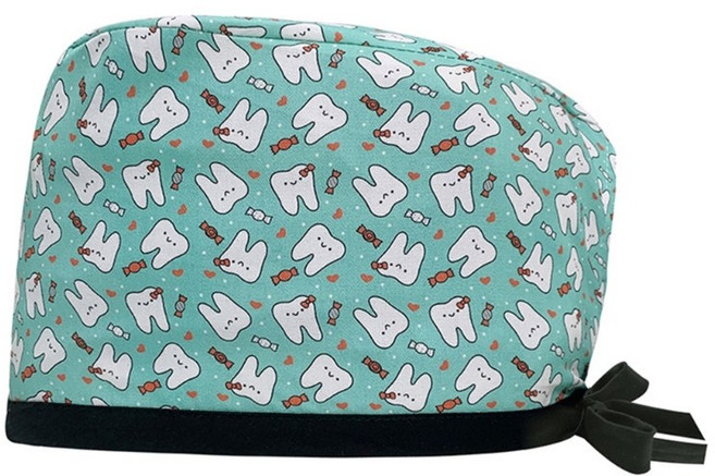 남녀공용 간호사 스크럽 모자 의료/미용실/병원용 면 프린트 터번 모자