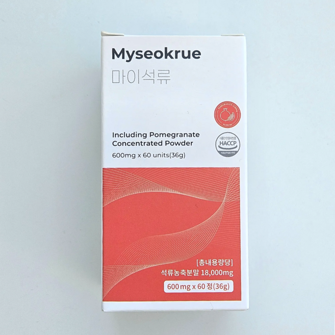 Myseokrue 마이석류 60정 석류농축분말 18 000mg, 3개