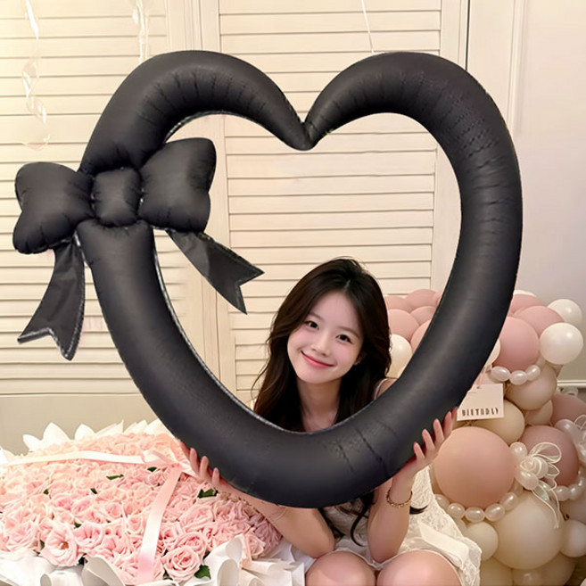 리본하트 액자, 1개, 블랙