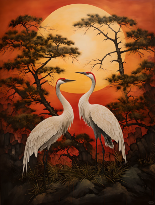 37종 건강과 재물을 가져오는 두루미 금전수 보석십자수 DIY 큐빅 비즈십자수 학 한쌍 백년해로 부귀영화 신혼선물 행운 풍경 학 인테리어 거실 사무실 풍수그림, 1개, 도안-09, 30cm*40cm