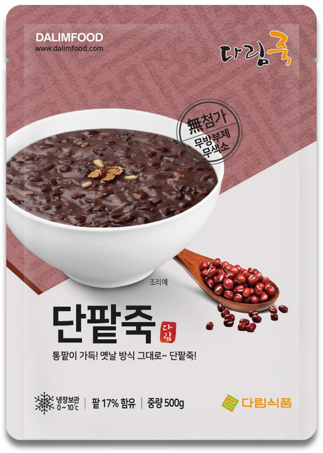 다림죽 단팥죽, 500g, 5개