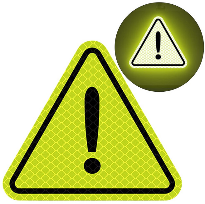 바이트 야간 안전 주의 경고 스티커 자동차 오토바이 고휘도 반사지, 2개, 형광