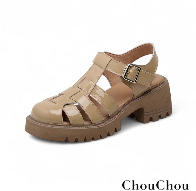 【ChouChou】復古編織厚底羅馬涼鞋 富發牌旗艦店, 奶咖, 38