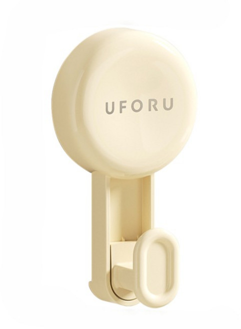 UFORU 強力吸盤掛鉤 浴室廚房收納, 奶油白, 1個