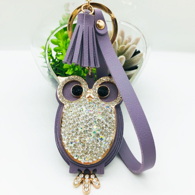 닉스리빙 행복 재물운 금전운 불러오는 부엉이 키링 열쇠고리 키홀더, 퍼플
