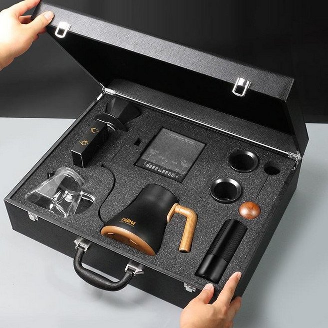 전동커피포트 포함 핸드드립 선물세트 휴대용 캠핑용 선물용, 블랙, 1개, 1L