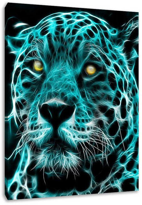 YJ아트 카리스마표범 캔버스라이트뷰액자 LED 조명액자 이사선물 인테리어명화 그림액자, 터치