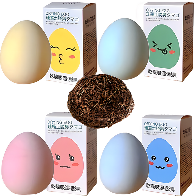 [둥지포함] 반영구 규조토 에그 냄새 탈취제, 4개, 75g