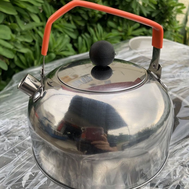 不銹鋼 戶外水壺 燒水壺 家用便攜露營平底燒水壺, 1個, 1.2 L