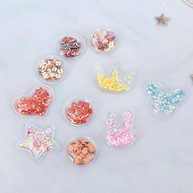 짱패브릭 파츠)PVC투명 글리터 후르츠 장식/헤어핀 데코덴 슬라임DIY, 수박, 1개