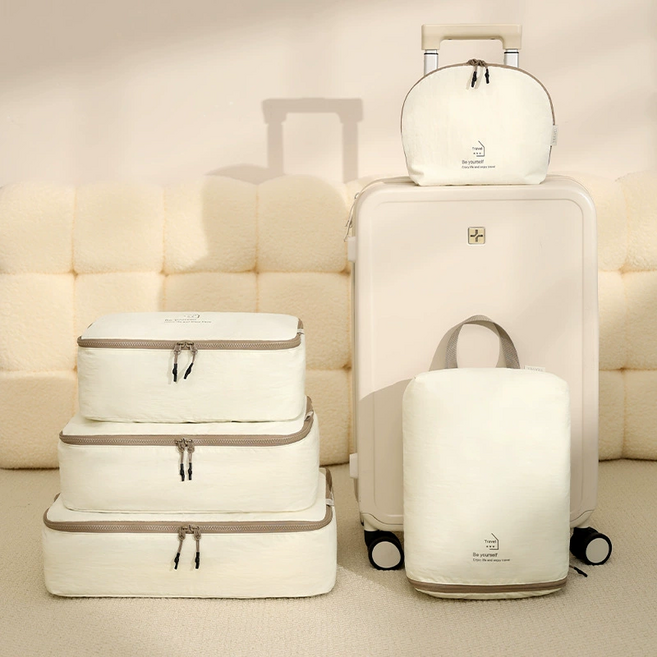 [여행 필수템] 락톡마켓 프리미엄 여행용파우치 5종 세트 가벼운 방수 의류 신발 화장품 수납 가방