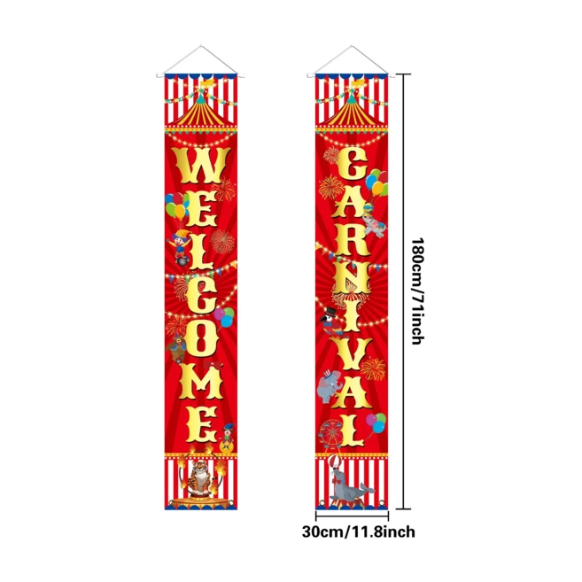 쿠쿠스토어 서커스 카니발 테마 파티 장식 환영 문 배너 생일 품, 01 30X180cm, 01 빨간색