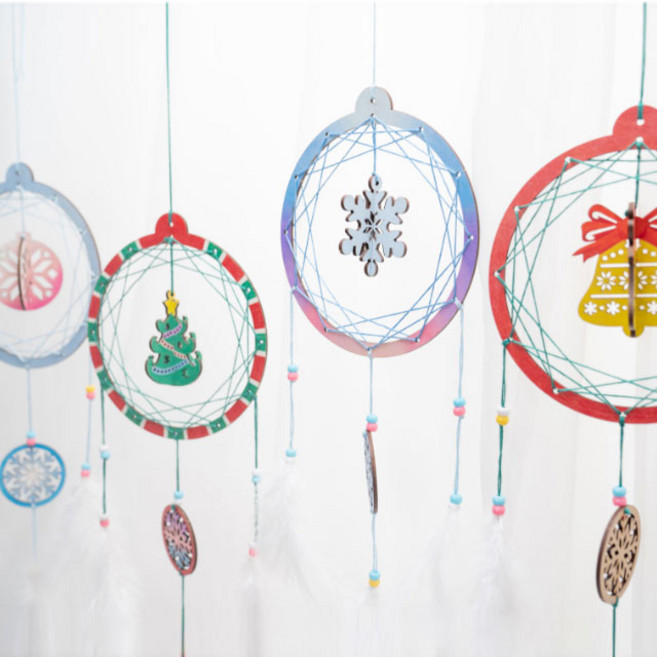 민화샵 크리스마스 드림캐쳐 1ea 드림케쳐 만들기 눈꽃 오너먼트 트리 종