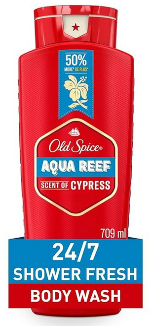 OLD SPICE 올드 향신료 BODY WASH AQUA REEF 24oz/709ml 바디 워시 바디 비누 남성 향기 아쿠아 리프 수입품 OSS 일본어 표기의 라벨 첨부, 1개, 1g