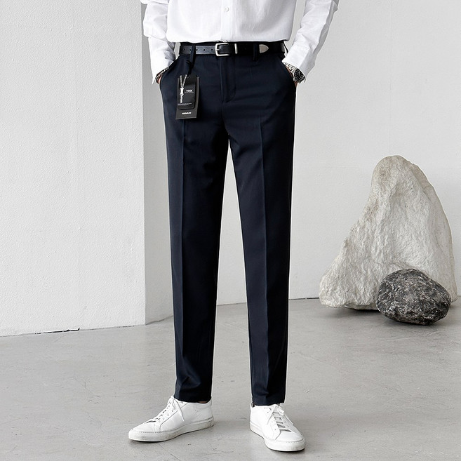 베이직바이블 남자 스판 슬랙스 빅사이즈 밴딩 바지 링클프리 출근룩 데일리용(5color)