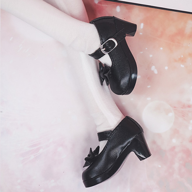 구체관절인형 신발 리본 메리제인 힐 블랙 60cm SD 도리스돌 (신발만 인형없음), 1개