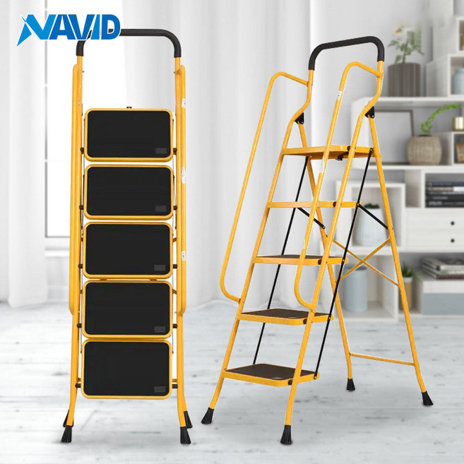 나비드 접이식 사다리 가정용 안전사다리 난간 손잡이 2단 3단 4단 5단 철제 손잡이 A형, 1개, 5단 NLS05