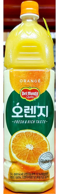 오렌지주스100 (델몬트 1.5L) 전문점용 업소용 오렌지음료 오렌지쥬스, 1.5L