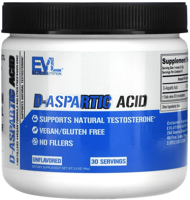 단백질 비타민 철분 마그내슘 칼슘 EVLution Nutrition D-아스파르트산 무향 94g(3.3oz) 고루고루섭취해주세요, EVLutionNutritionD아스파르트산무향94g3, 94g - 쿠팡