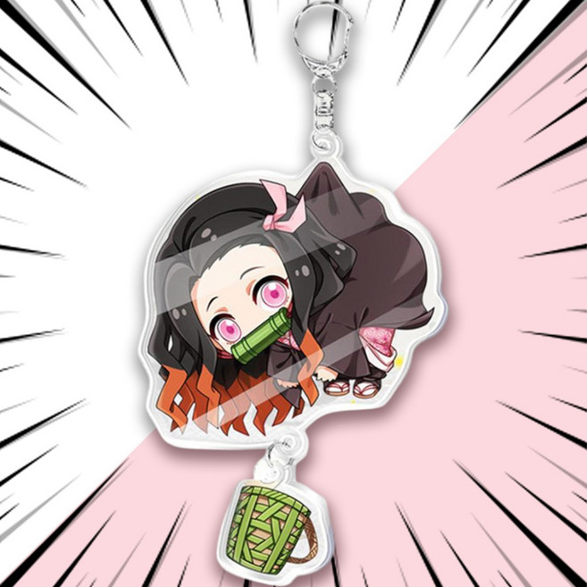 귀멸의 칼날 캐릭터 키링 열쇠고리 키체인 대롱대롱 행잉SDver. 귀칼/귀살대 가방고리&장식, 귀칼키링, G-003712. 카마도 네즈코