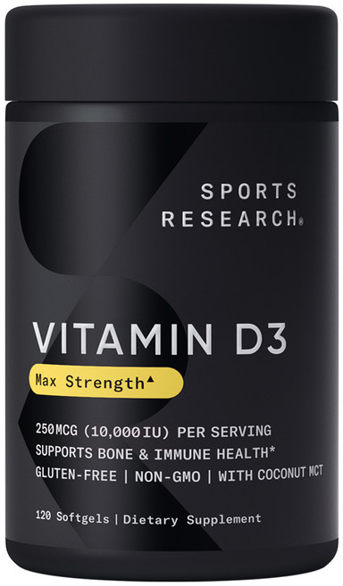 스포츠리서치 맥스 포텐시 비타민 D3 250mcg 10000IU 소프트젤, 1개, 120정