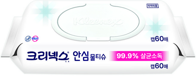 크리넥스 99.9% 향균 안심물티슈 60매 1팩 물티슈, 60매입, 1개